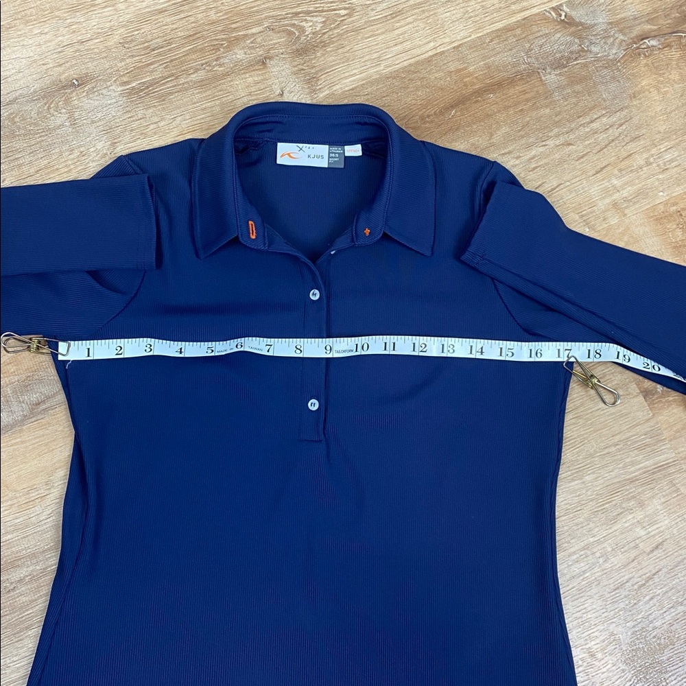 KJUS Celin Navy Blue Women's Small Long-Sleeve Golf SPF 50 Sport Fit Polo - Picture 9 of 11